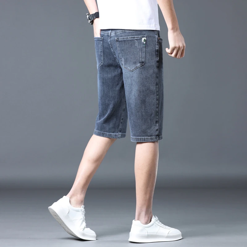2024 New Denim Shorts for Men's Summer New Loose Straight knee length pants Youth Elastic short  jeans for men cargo pants