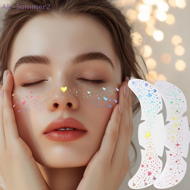 

{Summer2} 1 Sheet Glitter Freckles Holographic Stickers Heart Freckle Tattoos Glitter Stickers Waterproof Temp Tattoos