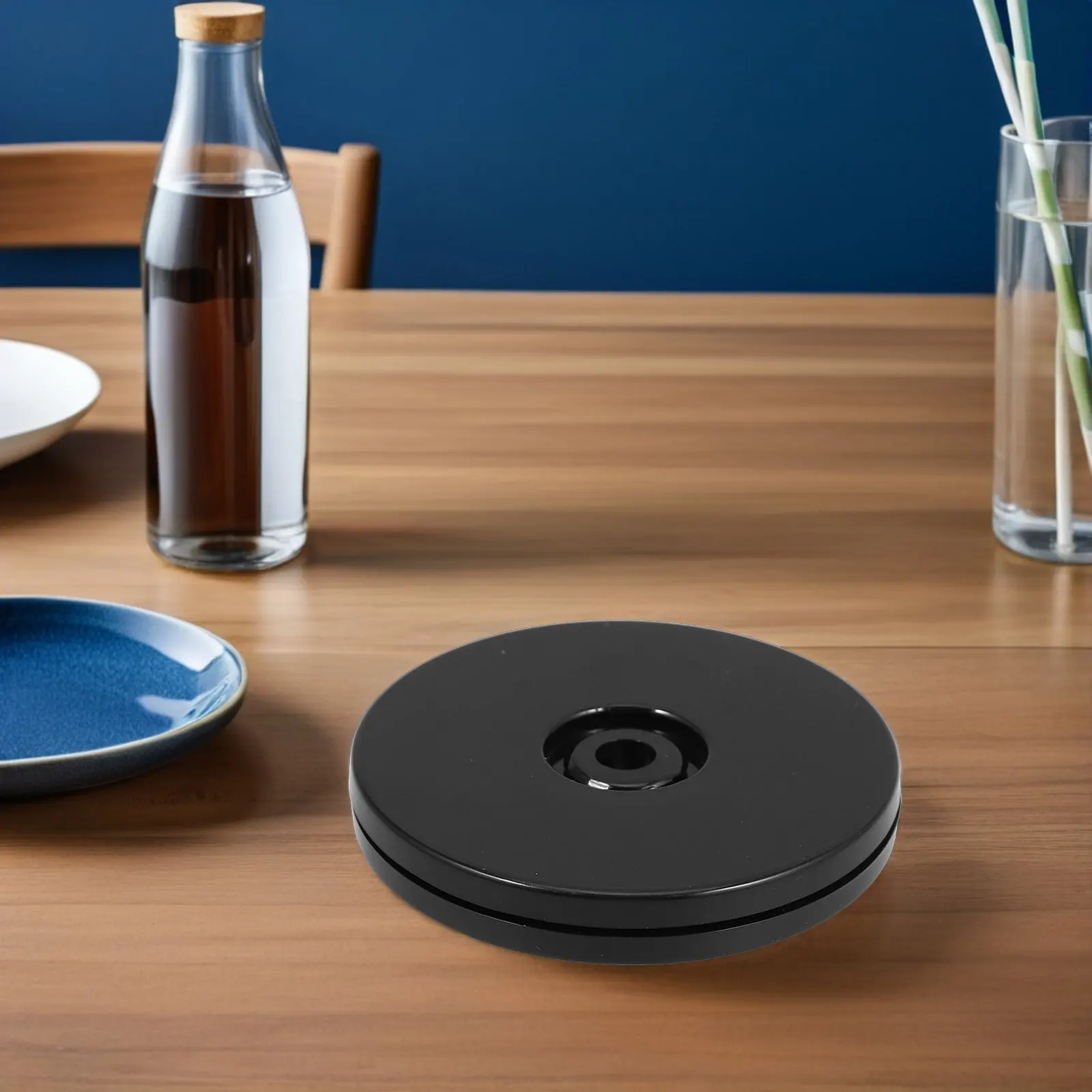 Rotating Table Turntable Black 7.86 Inch Swivel Base for Menu Display Kitchen Dining Table Accessories