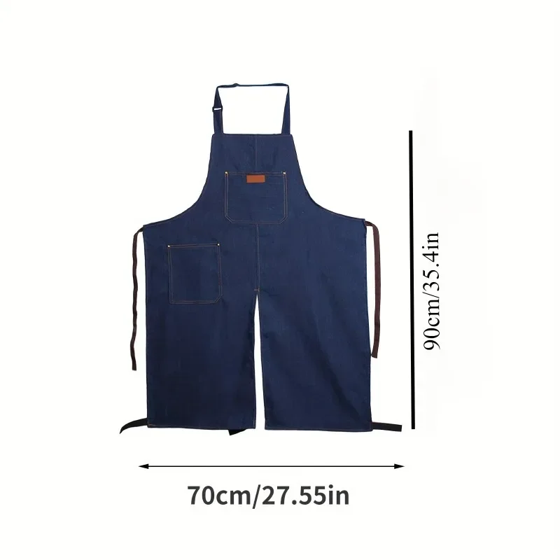 1pc Denim Sleeveless Anti Fouling Split Leg Work Apron Sweat-Absorbent & Durable for DIY Ceramics Woodworking Crafts Etc