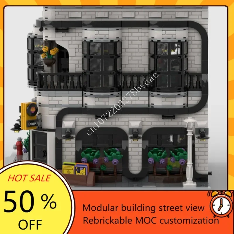 ชุดประกอบโมเดล DIY 2853 ชิ้น ร้านแผ่นเสียงไวนิลและสำนักงานจิตแพทย์ MOC สร้างสรรค์แบบ StreetView ของเล่นตัวต่อ ของขวัญวันเกิด ของขวัญคริสต์มาส