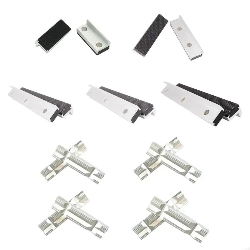 

P9FB 2PCS VISE Магнитная защитная крышка челюстная алюминиевая резиновая ручная скамейка
