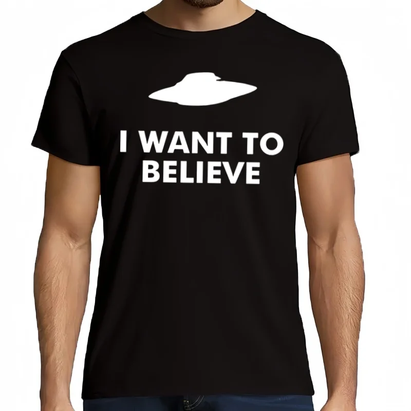 T-shirt manches courtes col rond unisexe, estival et Cool, imprimé de fichiers X inspirés de je veux croire,