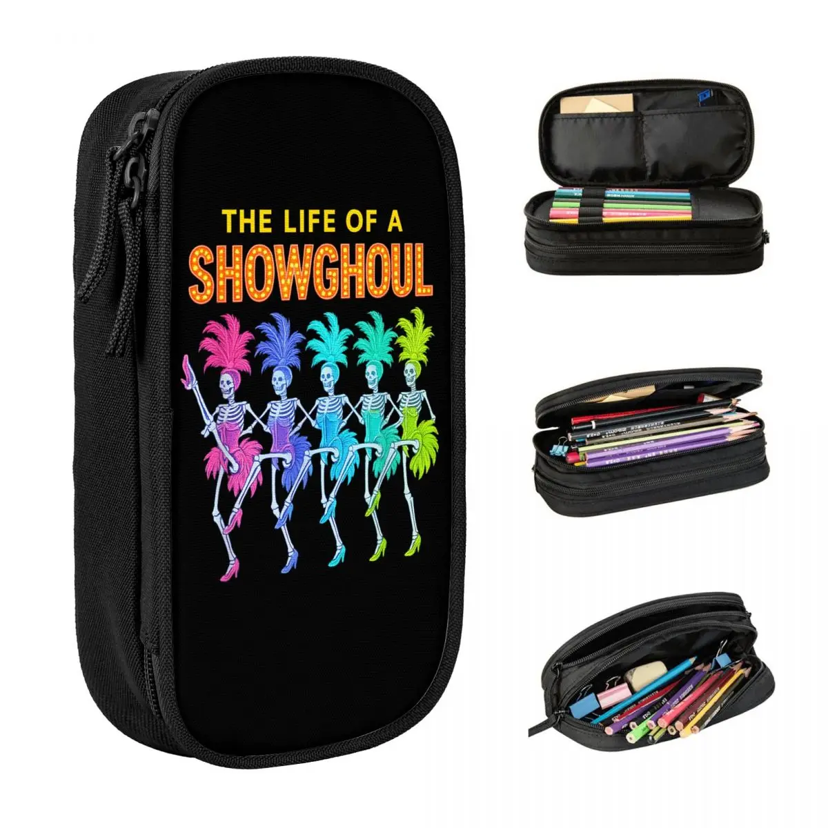 The Life Of A Showghoul Halloween Skeleton Matching Group Pencil Case Large Capacity Pencil Box Students School Pencil Cases