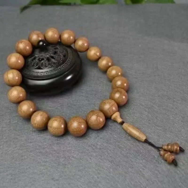 

20mm Natural Six-Dao Wood Bracelet Handheld Rosary Old Material Buddhist Meditation Bead Log Wood Bracelet