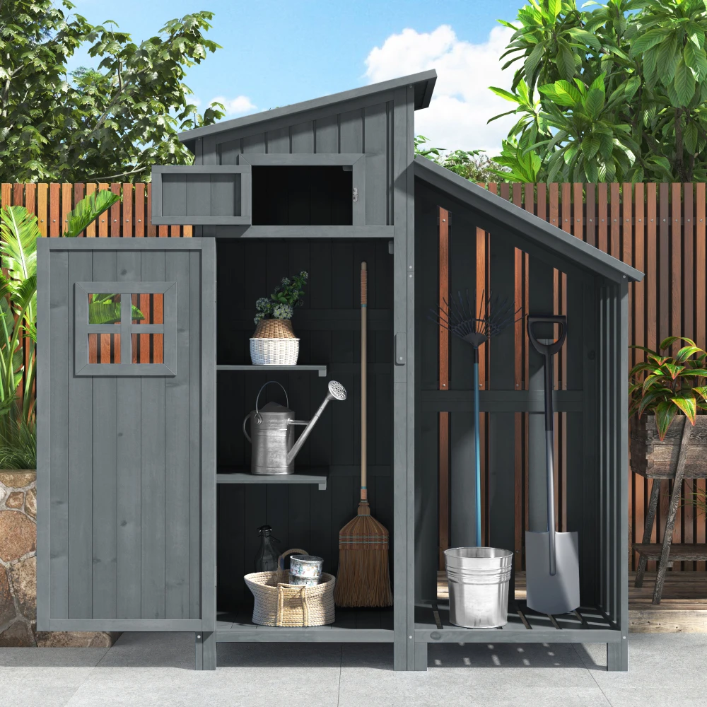 Tuinkast, Apparaatkast, Houten Cabin, 1 Stuk, Tuinhuis, Duurzaam en Waterdicht, voor Tuin, Terras en Balkon