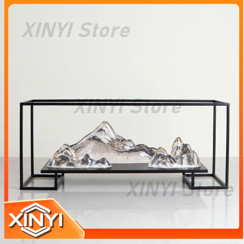 Modern Transparent Resin Rockery Console Table Decor for Lobby Entrance Sample Room New Chinese Style Hotel Sales Office Desk