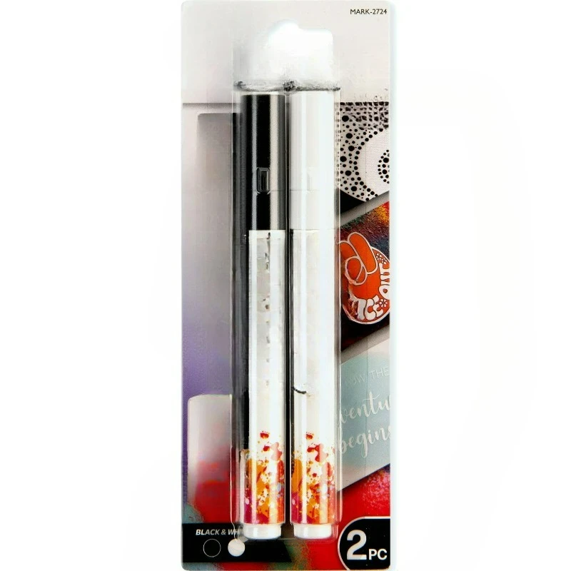 2 Piece Acrylic 2mm Reversible Tip Black/White Marker