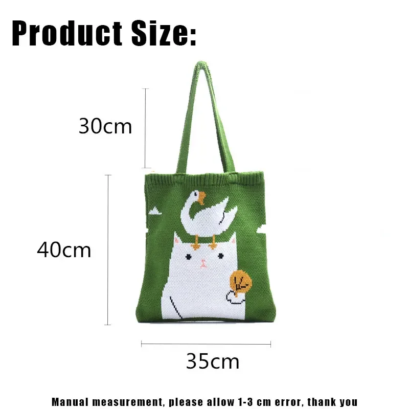 YoReAi Women Shoulder Bags Handbag Young Ladies Cartoon Jacquard Shopping Bag Girls Student Bookbag Tote Reusable Folding Totes