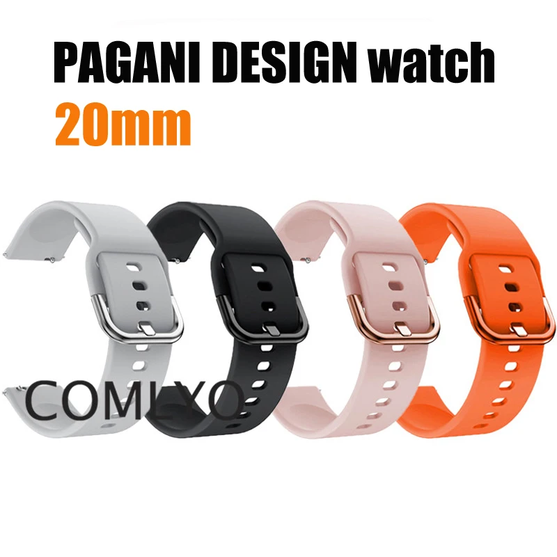 20mm Band For PAGANI DESIGN Watch Strap Silicone Soft for Women Men watches Bracelet Belt