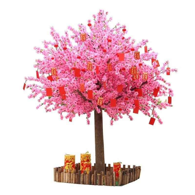 Simulation fake peach tree shopping mall landscape large plant wishing tree Chinese New Year decorative landscaping