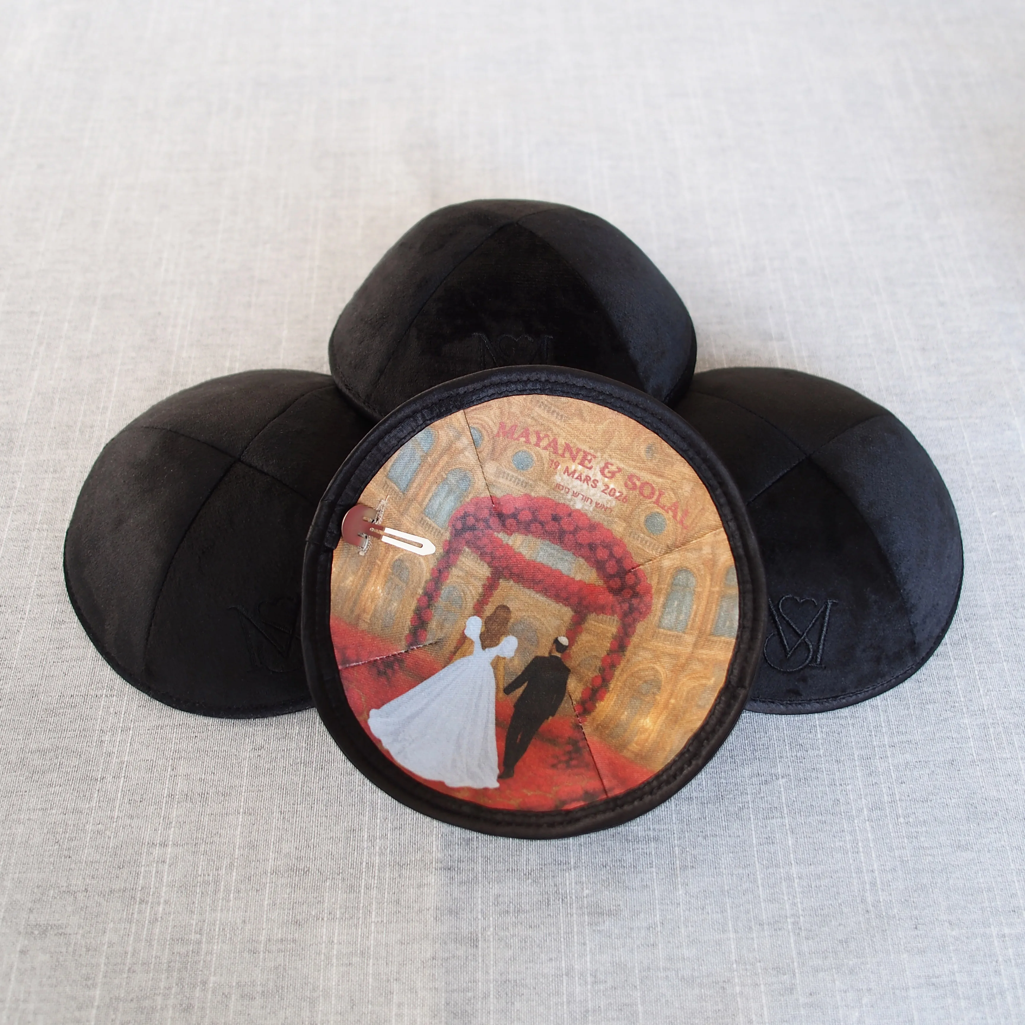 Luxus Wedgewood Satin Kippa - alternate angle