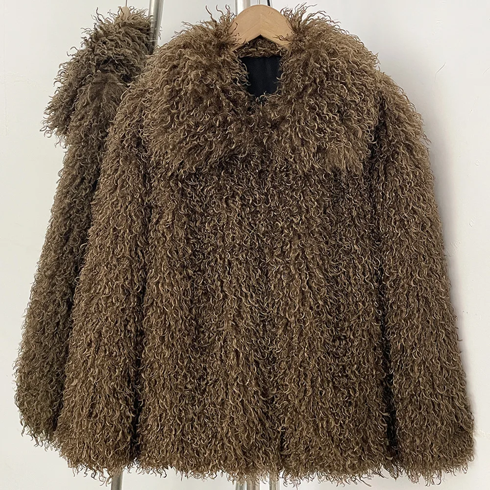 Winter New Women Faux Fur Jacket Fashion Solid Color Turn Down Collar Warm Plush Outerwear 2026 New Elegant Female Fur Parkas