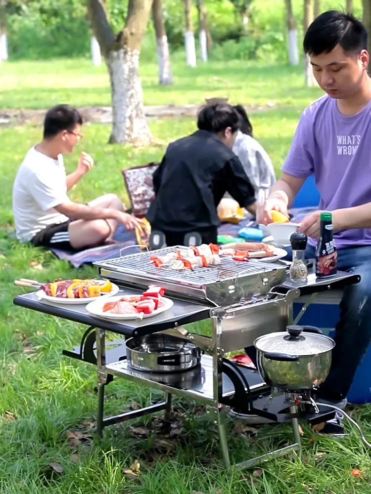 

Barbecue Family Stainless Steel Pony Poly Household Desktop Folding Outdoor Skewers Grill
