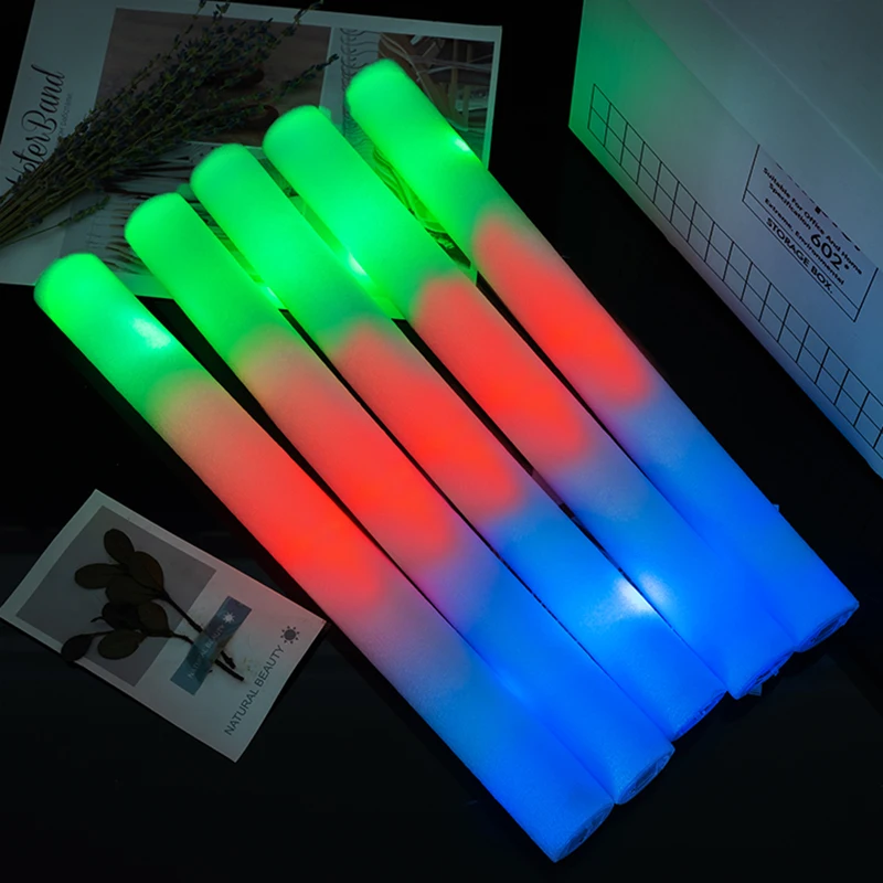 

Массовая упаковка RGB светодиодные светящиеся пенопластовые палочки 30/60/90/120 шт. красочные трубки Cheer для вечеринок в темном свете, дня рождения, свадьбы, мероприятий