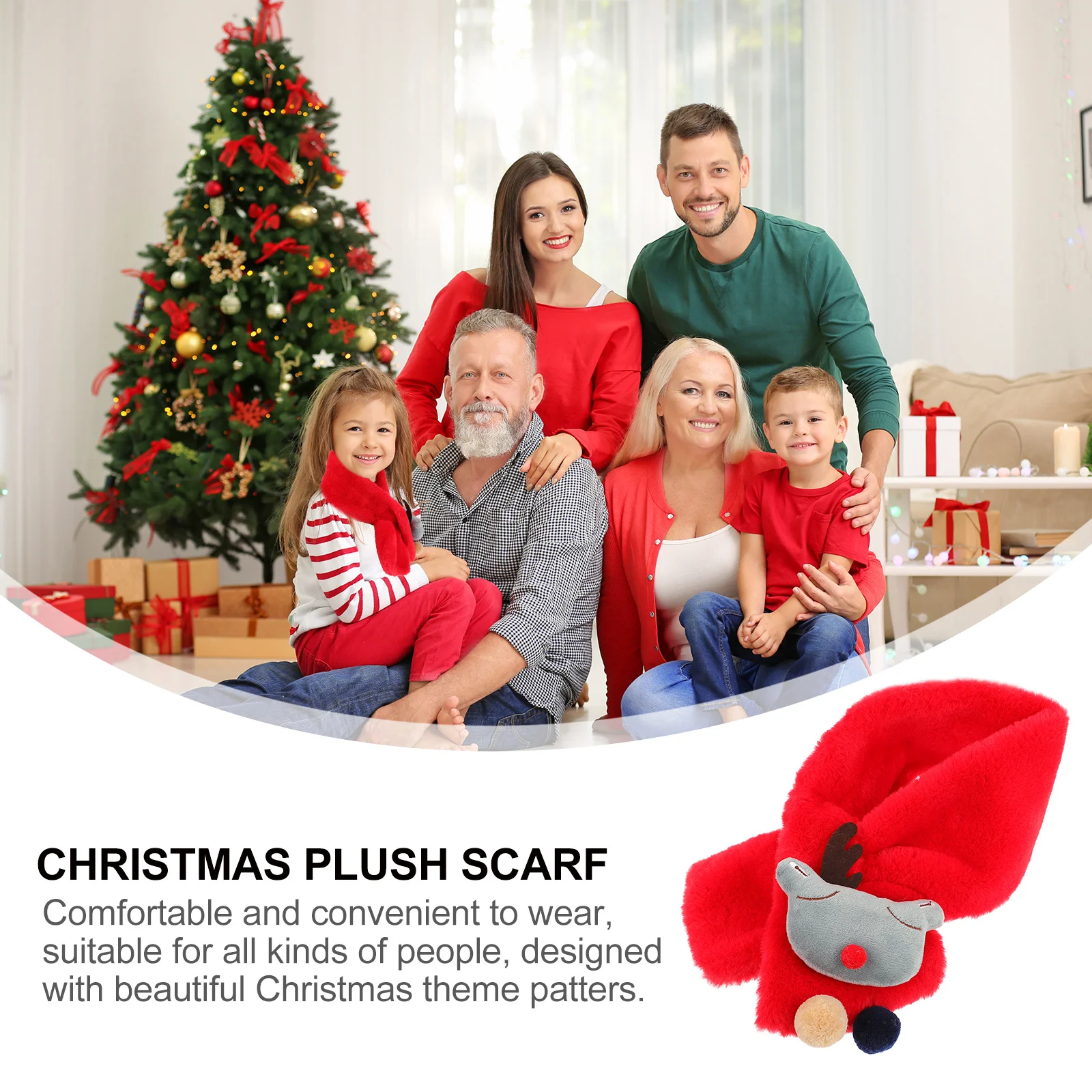 

Scarf with Elk Decor Cozy Warm Christmas Gift for Winter Wear Christmas Scarf Scarves for