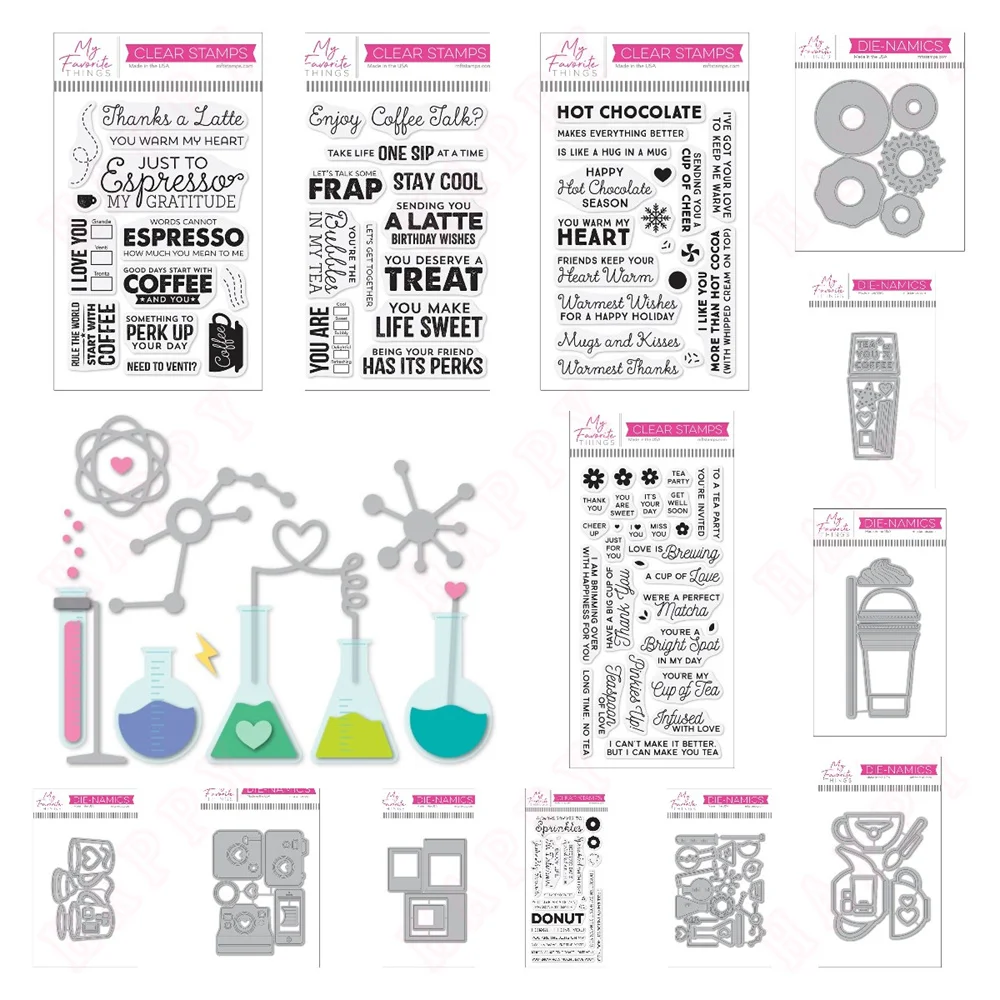 Unpainted Química e Xícara de Chá Diecast Metal Cutting Morre, Selo claro para DIY Craft Making, Cartão, Decoração Scrapbooking