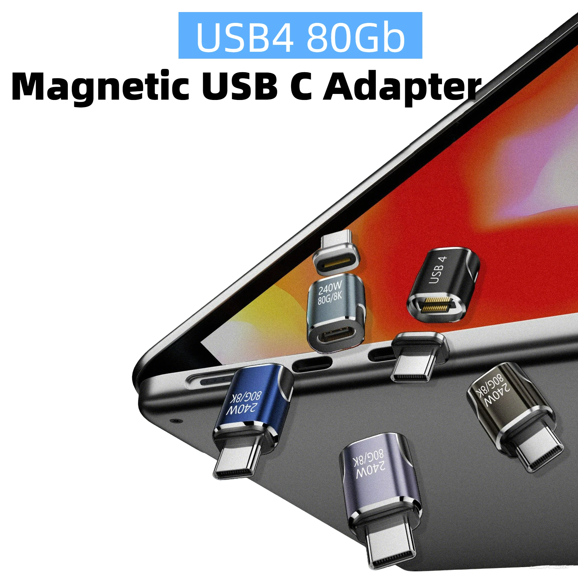

USB4 Full-Featured Type C to Type C Magnetic Adapter 80Gbps 8K@60Hz PD 240W Fast Charging USB-C Magnet Converter for SmartPhone