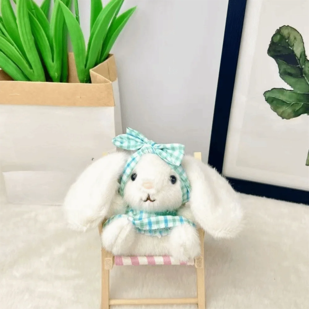 Dressed Multicolored Easter Stuffed Bunny Keychain Creative Bow Key Ring Soft Kawaii Rabbit Pendant Bag Charm Gifts