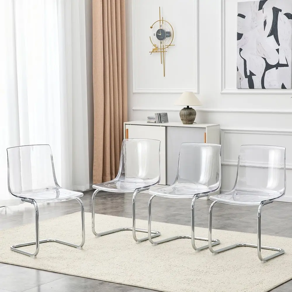 Acrylic Dining Chairs Set of 4,Armless Kitchen Chairs for Dining Room