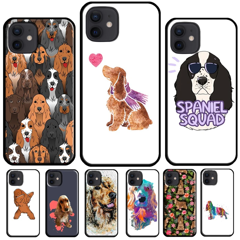 Custodia per telefono per cani Cocker Spaniel inglese per iPhone 15 13 11 14 Pro Max 12 13 mini X XR XS Max 8 7 Plus SE 2020 Cover Shell