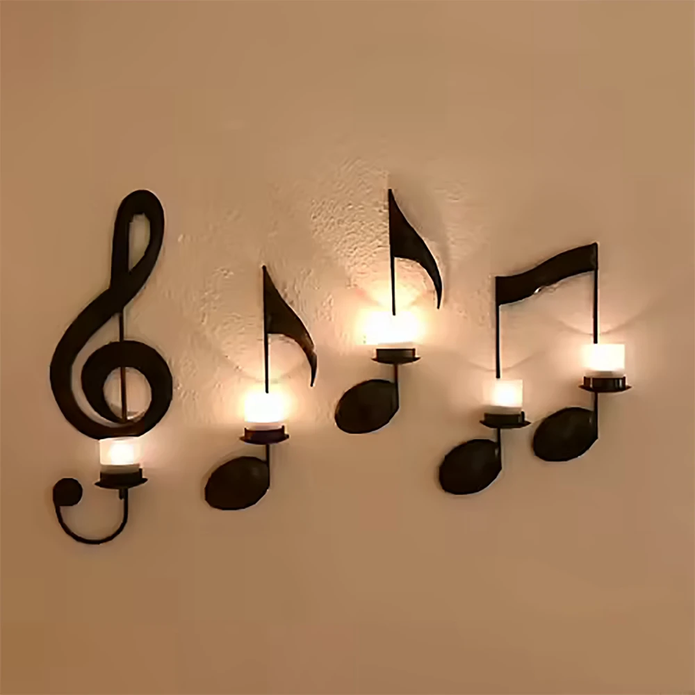 Phonogram Note Left Button Candlestick Home Decorations Wall Hanging Home Decor Music Note Decorative Candle Holder Ornament