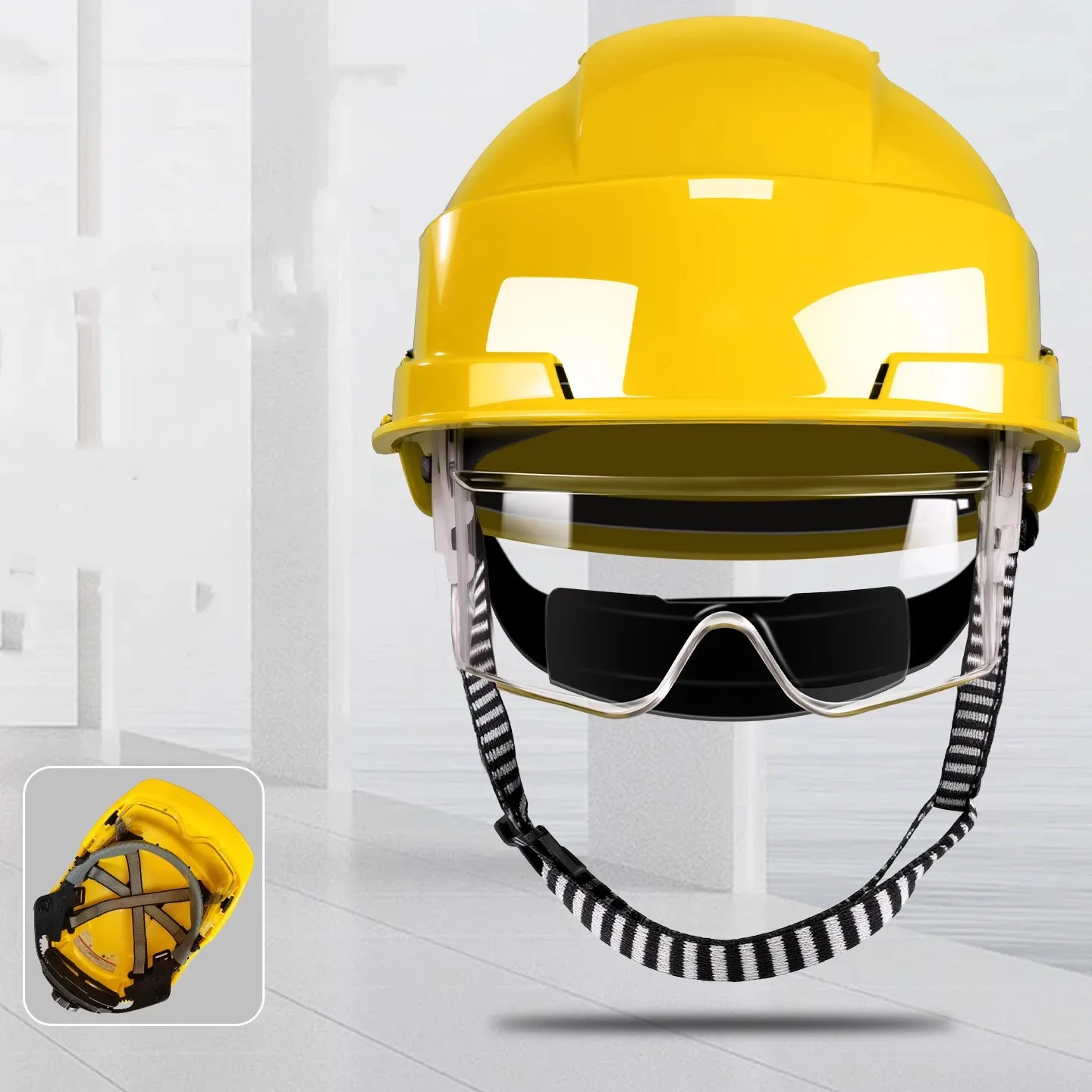 Industrial Safety Helmet (ABS) with Integrated Retractable Visor – Breathable, Impact-Resistant – Suitable for Construction Site