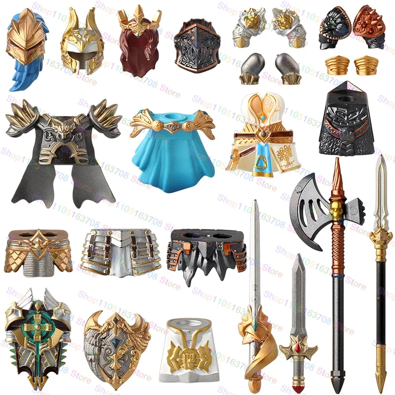 Caballero Medieval, mesa redonda, Caballero del rey Arthur, armadura de bloques de construcción, accesorios de figuras de acción, juguetes, regalos de Halloween