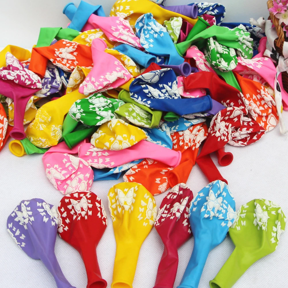 

100pcs Butterfly Balloons Colorful Latex Wedding Party Regular Balloons Emulsion DIY Decorations Birthday Baby Shower Christmas