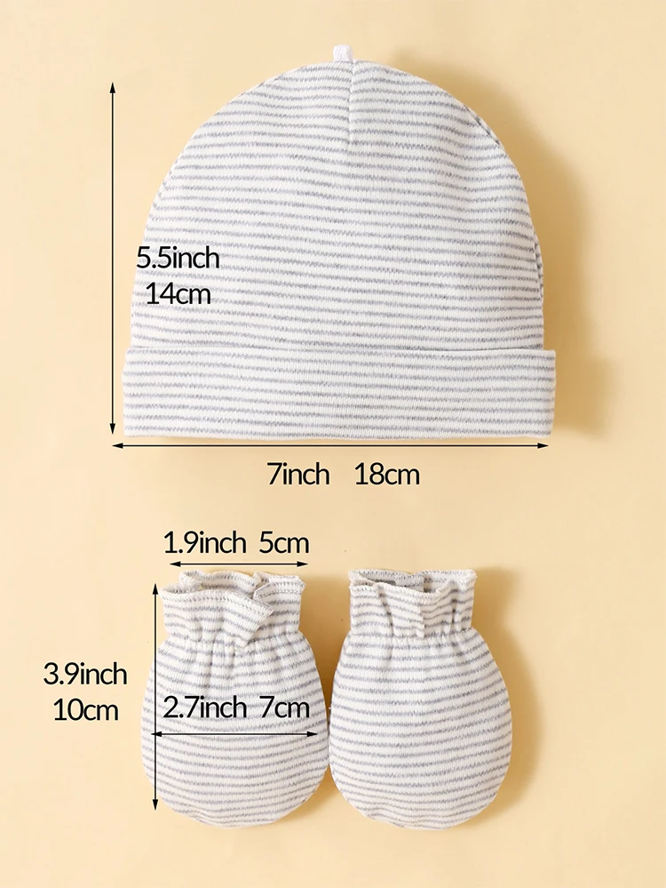 3Pcs/Set Newborn Bear Ear Hat Infant Set Hat Glove Set Baby Fetal Hat Child Accessories