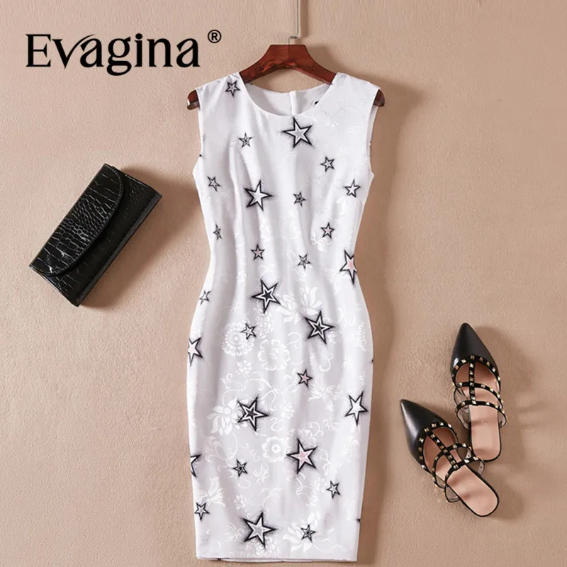 

Evagina Print Sleeveless Mini Dress 2024 Spring Summer New Women's High Street Ivory White S-XXL Dresses