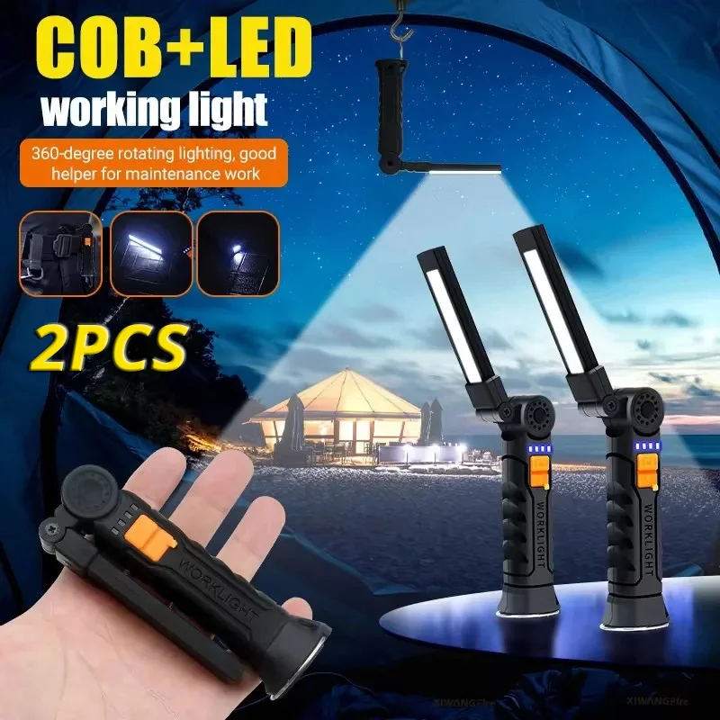 Portable LED COB Search Lights With Magnetic & Hook Built-in Battery Rechargeable Work Light Outdoor Waterproof  Emergency Lamp