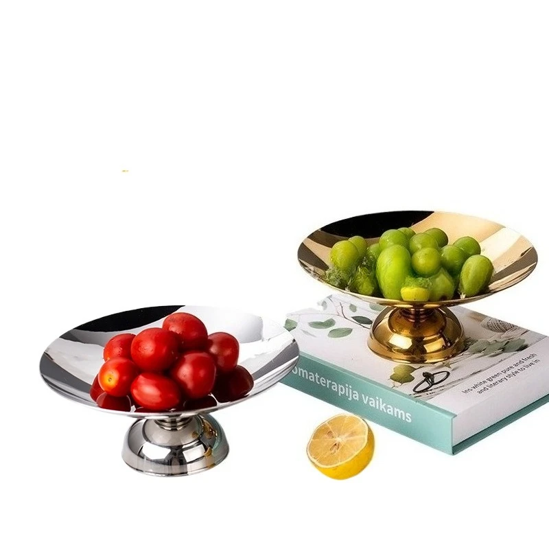 

Dessert Plate Stainless Steel High Foot Dish, Serving Plates, Fruit Bowl for Cake, Home Decoration, Kitchen Table