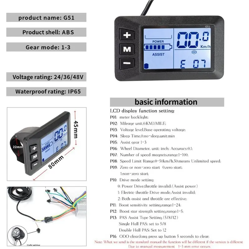 Electric Bike Brushless Motor Controller 25A With G51 LCD Display For E-Bikes 24-48V 500W Scooter Accessories Bicycle-B61B