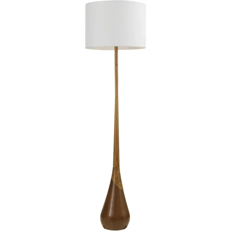 

Novogratz x 67225 65" Floor Lamp, 2-Tone Wood Toned Base, White Fabric Shade, Socket Rotary Switch, Living Room Décor