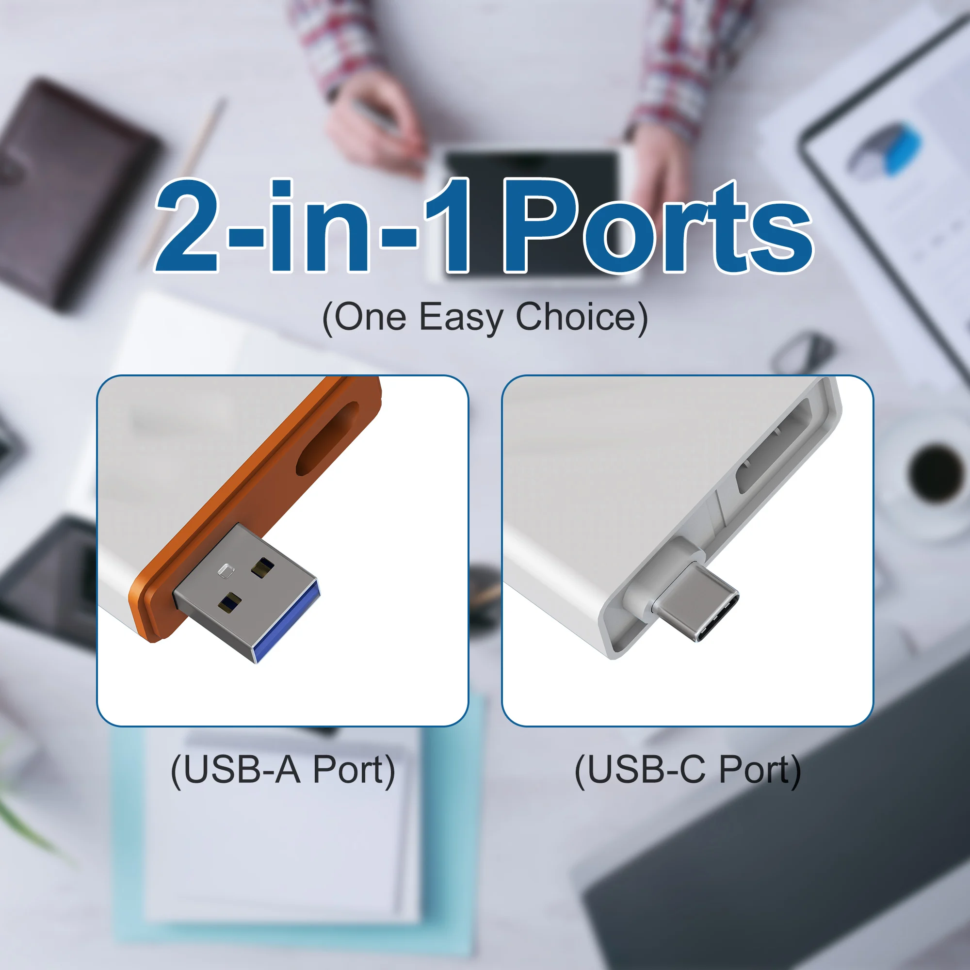 CFexpress Type B and SD Dual-Slot Memory Card Reader, USB 3.2 (Gen 2) 10Gbps 2-in-1 USB-C&USB-A Adapter, OTG for PC/Laptop