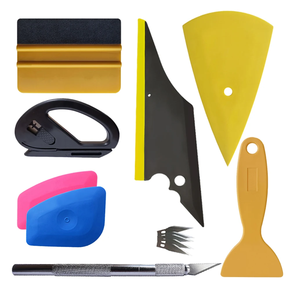 Vinyl Wrapping Tools Kit Carbon Fiber Car Wrap Sticker Film Squeegee Scraper Cutter Knife Window Tinting Car Accessories K139