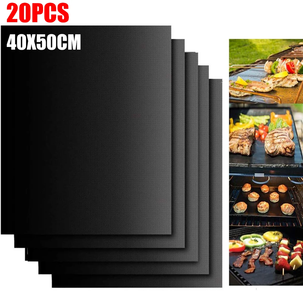 

5-20PCS Reusable non-stick BBQ accessories Grill Mat Barbecue outdoor Baking Pad Easily Cleaned Kitchen Barbecue Oven Tools