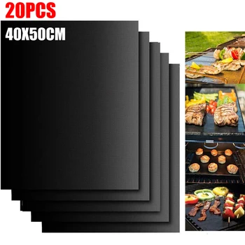 5-20pcs reusable non-stick barbecue accessories grill mat barbecue outdoor baking pad easily cleaned kitchen barbecue oven tools
