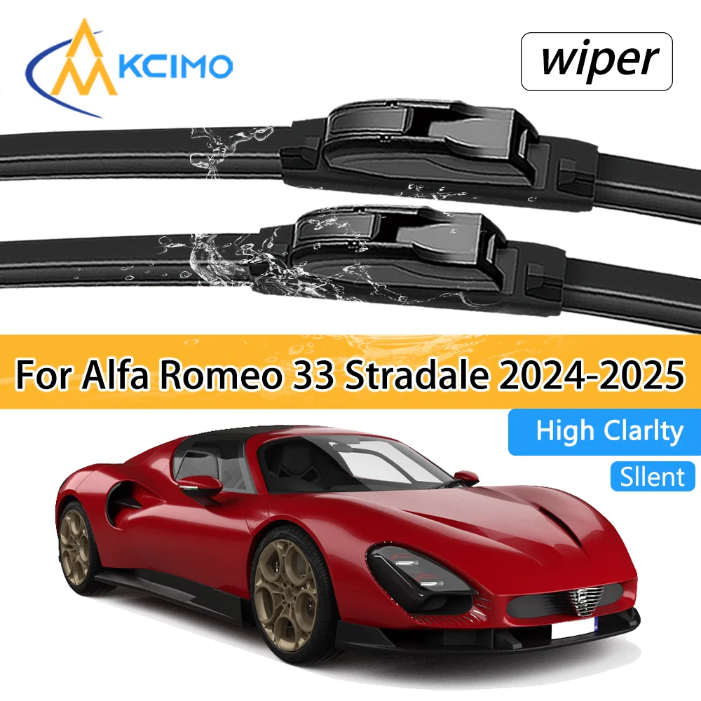 2Pcs Car Front Wiper Blades For Alfa Romeo 33 Stradale 2024-2025 Crystal Clear Visibility & Enhanced Driving Safety
