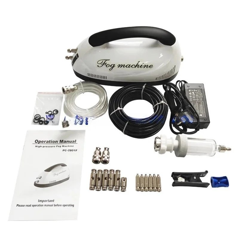 High Pressure Fog Machine Misting Pump Spray Kit with 10M Tubes + 1/4'' Quick Connection + High Pressure Mist Nozzle for Cooling