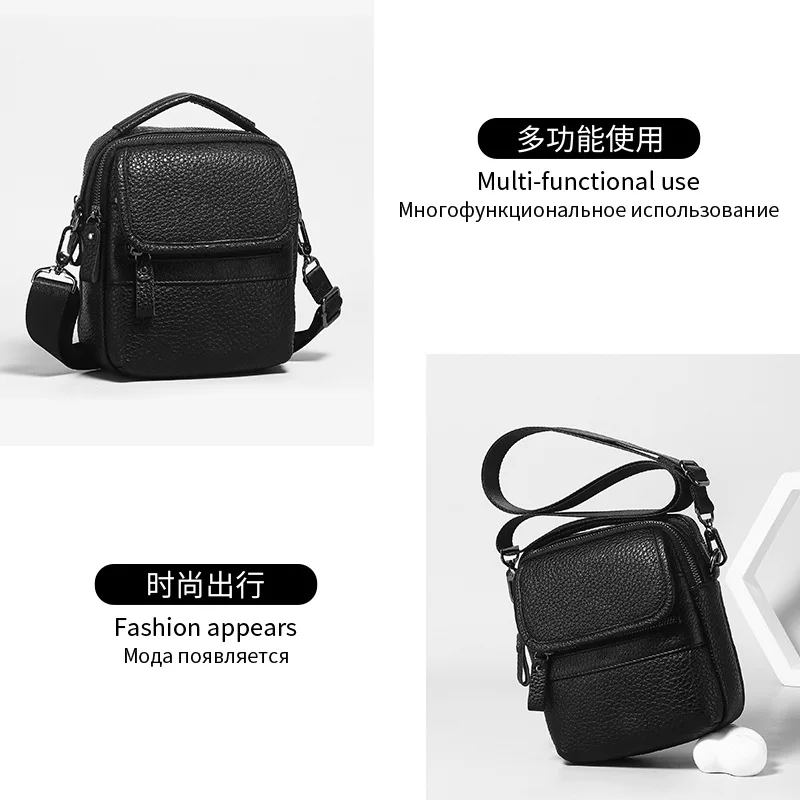 Men's genuine leather single-shoulder small bag, portable commuter men's handbag, high-end business crossbody bag