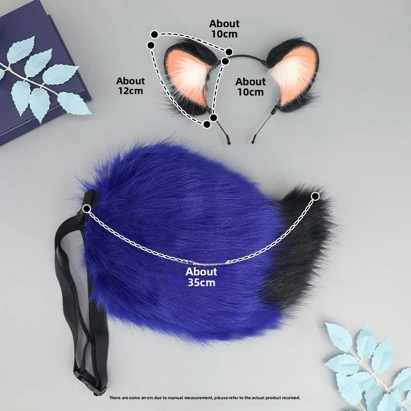 

Plush Foxes Raccoon Ears Headband and Faux Furs Tail for Halloween Cosplay Party Costumes Accessories for Kids Adults