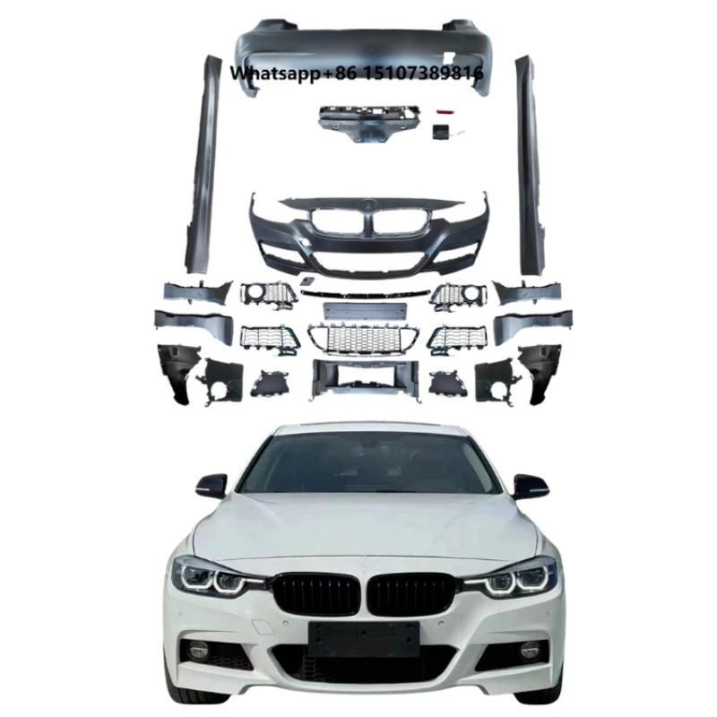 New Sport Body Kit for 3 Series F30 F35 2012-2019 MT Upgrade M-Tech Front/Rear Bumpers Side Skirt Grille Bolt-On PP Material