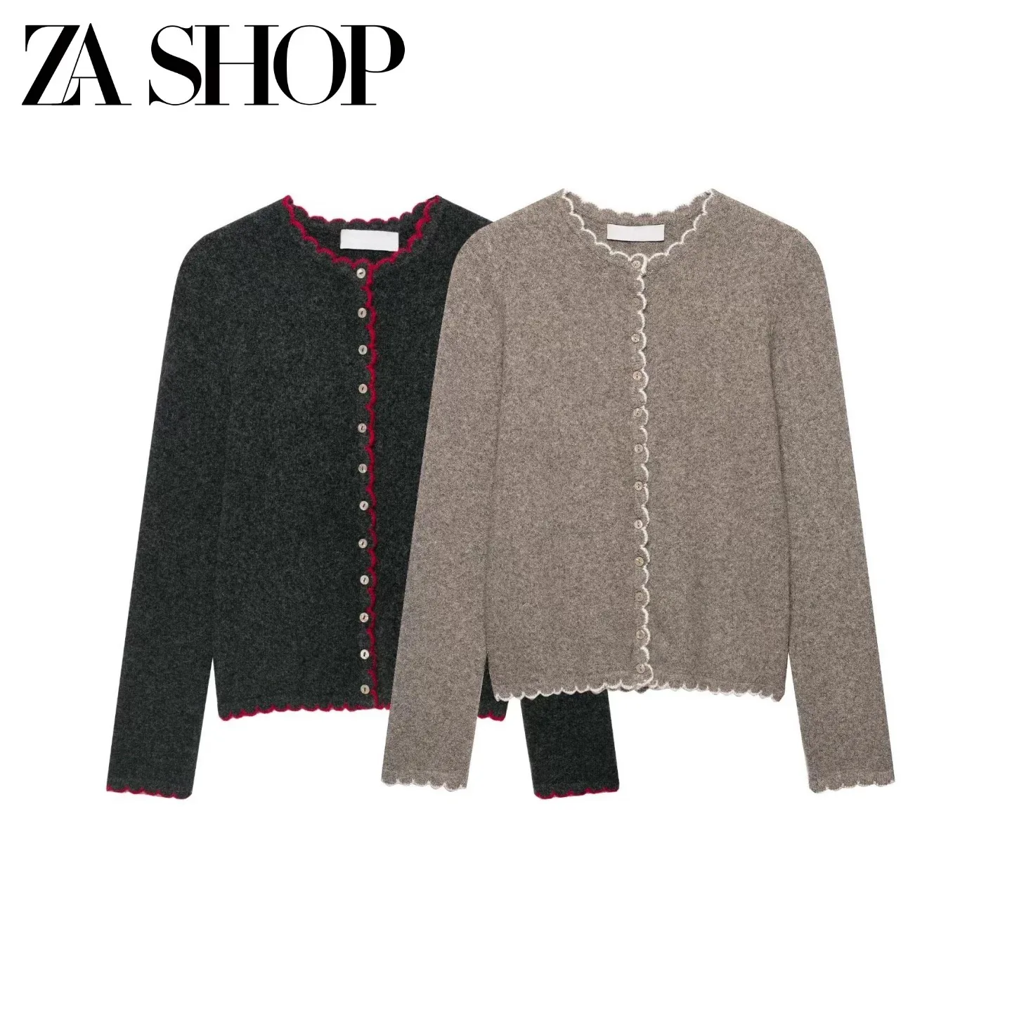 Fashionable Long Sleeve round Neck Color Block Knitted Outerwear Women's Polyester Fiber Mesh  Knitwear Autumn New Arrival