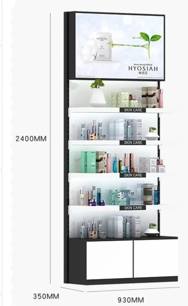 Cosmetics shelf beauty makeup back cabinet Skin care products display rack iron paint beauty salon product display cabinet with