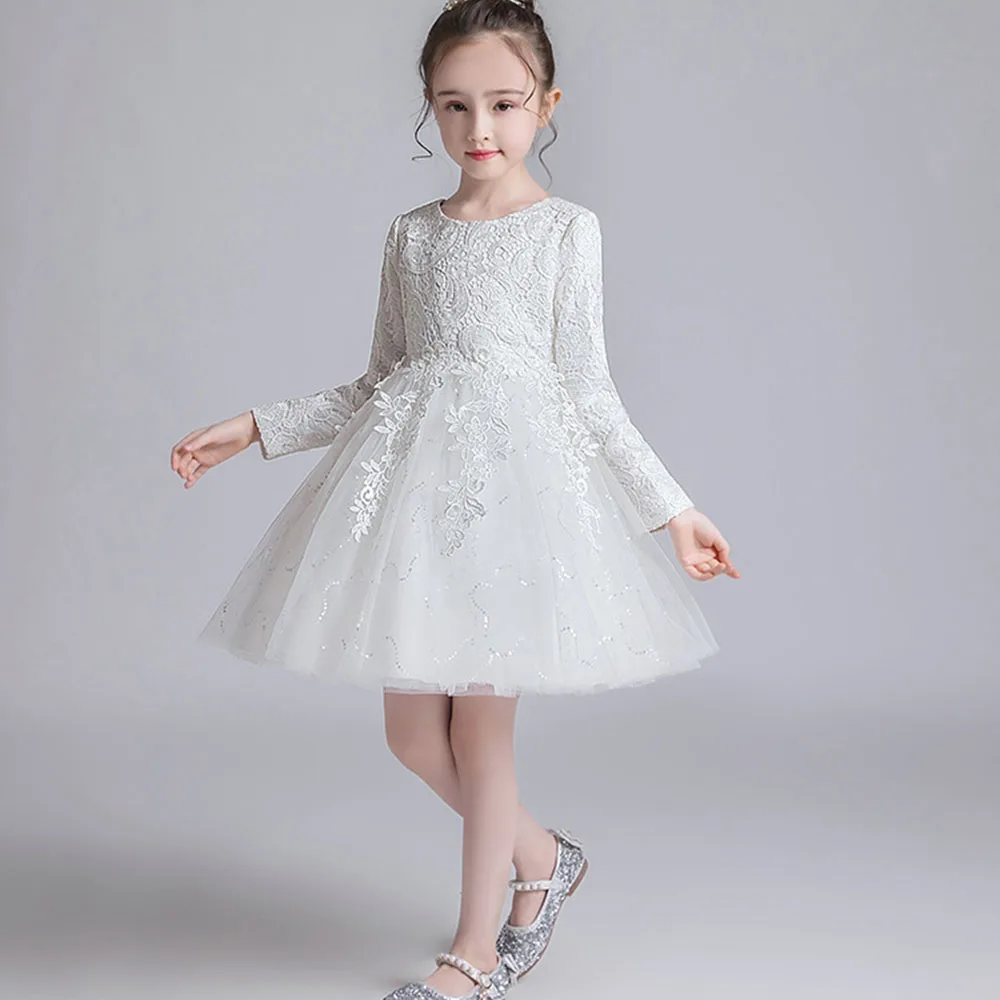 HETISO Baby Dresses Long Sleeve Embroidery Lace Christmas Children's Party Clothing Holiday Birthday Ball Gown 6 8 10 12 Years