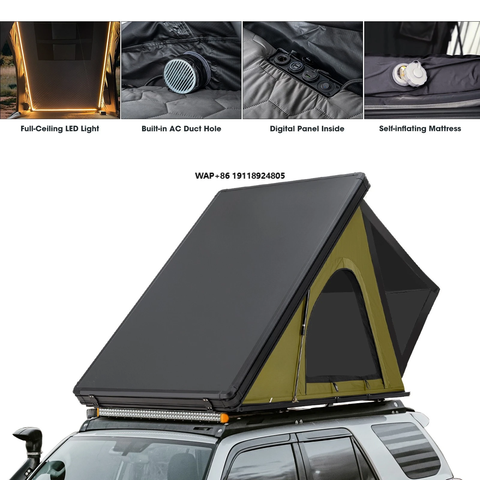 Quick Setup Light Weight Rooftop Tent Camping Car Roof Tent Pop up Aluminum Hard Shell Roof Top Tent