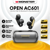 Monster OPEN AC601 Earclip TWS Earbuds Clip on Bluetooth 5.4 Earphone ENC Noise Canceling Wireless Headphone Waterproof Headset