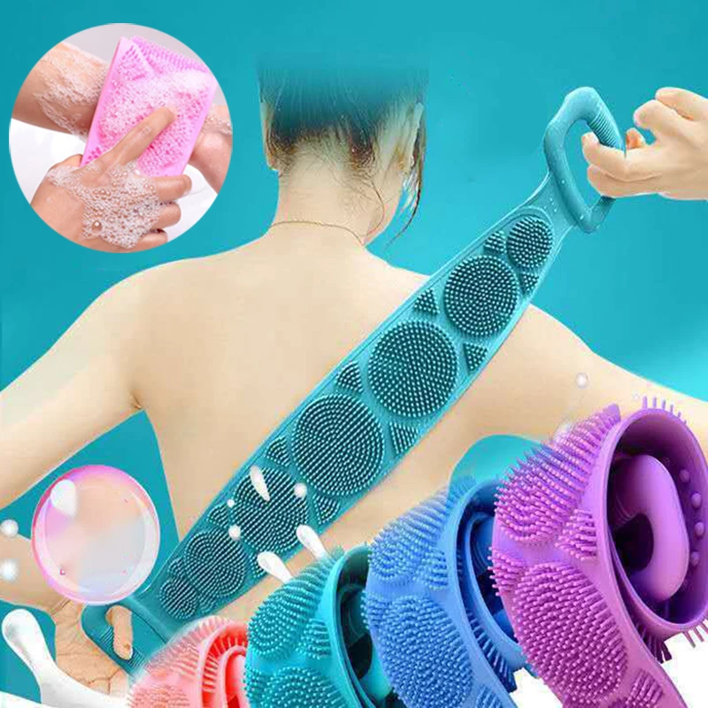 Bath Brushes Body Scrubber Silicone Shower Exfoliating Brush Belt Back Scrub Massage Cleaner Cleaning Strap Bathroom Accessories